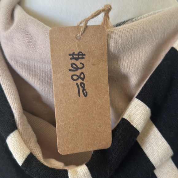 Women’s black and beige Striped Hoodie Sweater - Picture 6 of 6